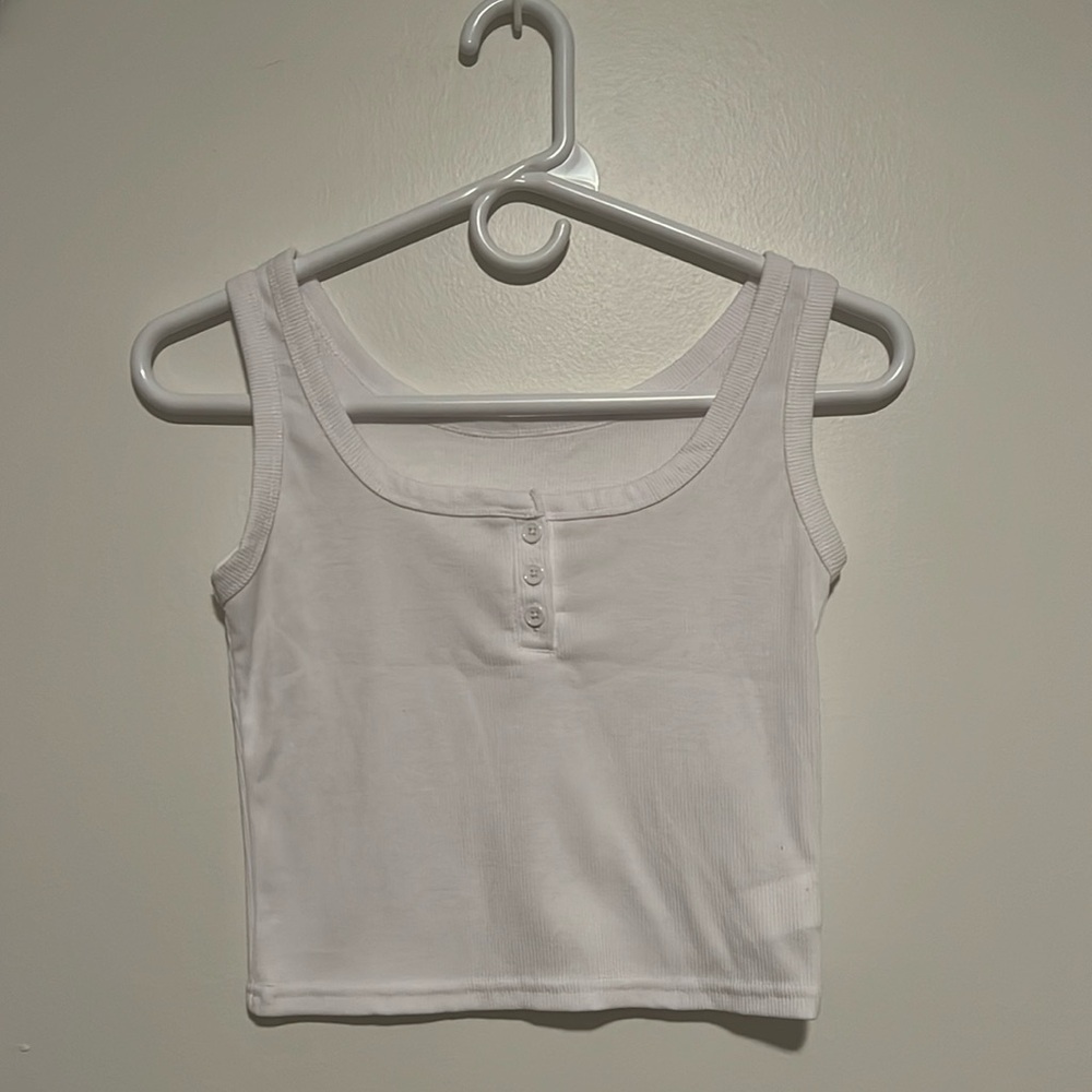 Cropped Half Button Tank Top